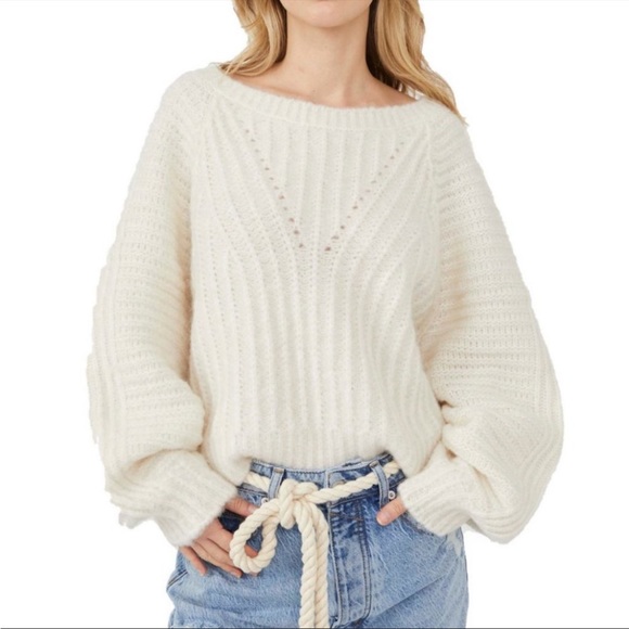NWOT FREE PEOPLE Carter Pullover Sweater in Ivory Size XS - Picture 4 of 15